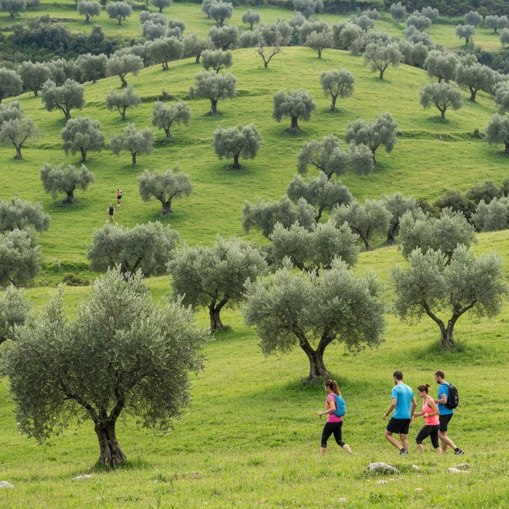 Άτομα που κάνουν δραστηριότητα σε ελληνικό λόφο